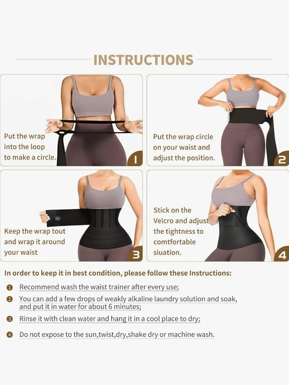 Bandage Wrap Waist Trainer Elastic Women's Black One Size 157 inches New - Picture 7 of 12